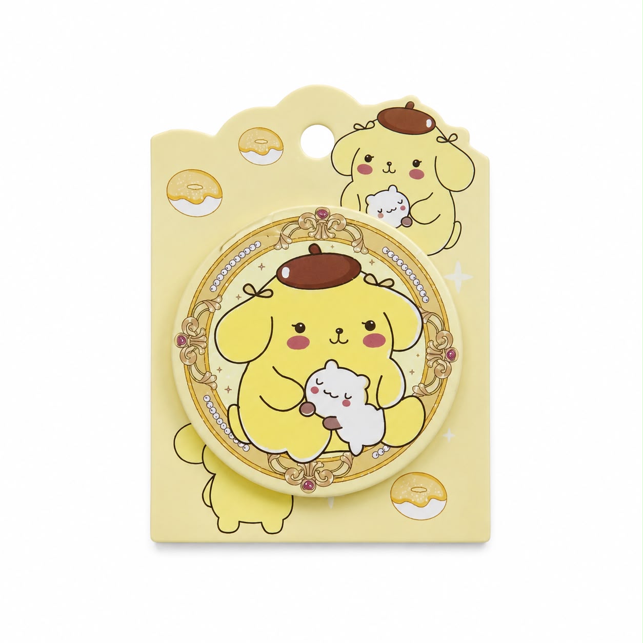 Miroir de Poche Pompompurin Jaune Thème Donuts