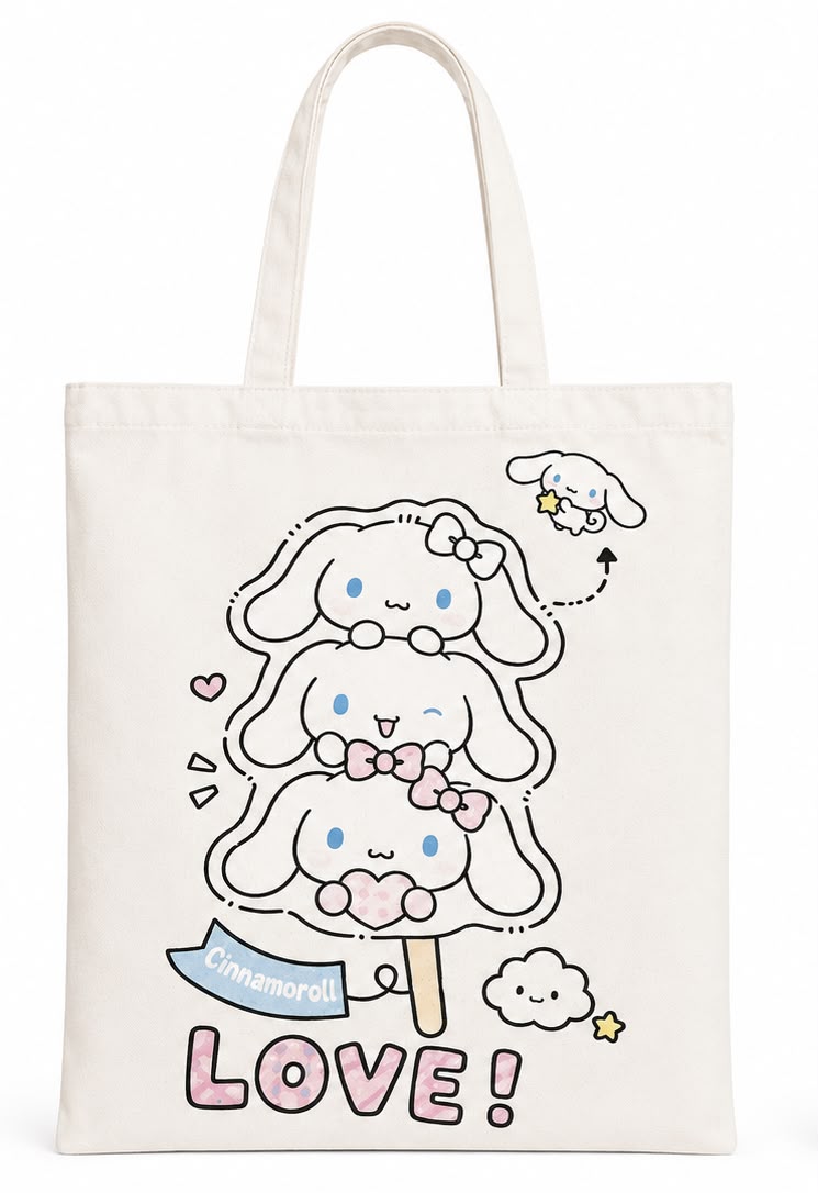 Tote Bag en Toile Cinnamoroll Motif Glace Love