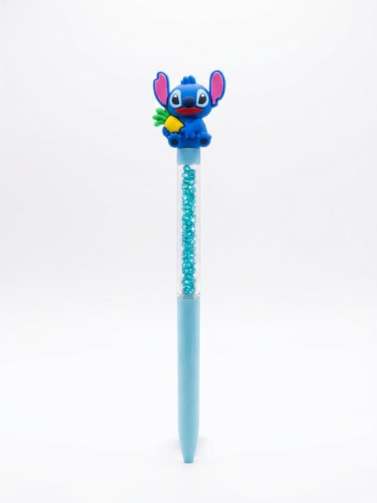 Stylo Stitch Bleu Ciel à Cristaux et Ananas